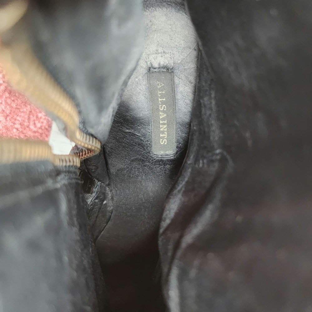 Allsaints women's black leather peep toe platform ankle booties 6.5M - Picture 9 of 10